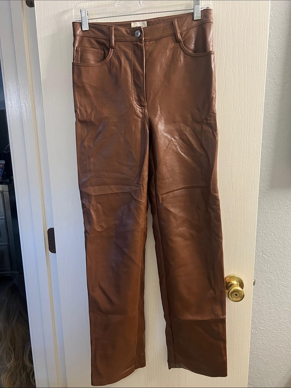 Wilfred Brown Faux Leather Straight-Leg Jeans